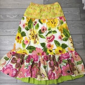 Floral Boho CottageCore Maxi Cotton Skirt Metro Style size M